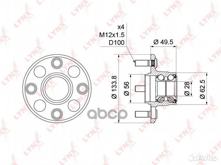 Ступица колеса зад прав/лев WH1203 lynxauto