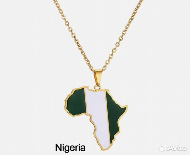 Подвески-кулоны с картой Африки и флагами стран 