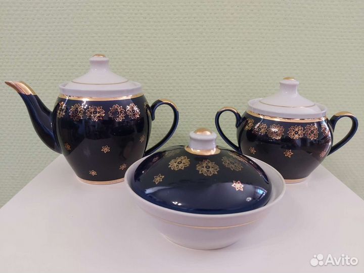 Чайный сервиз синий кобальт СССР