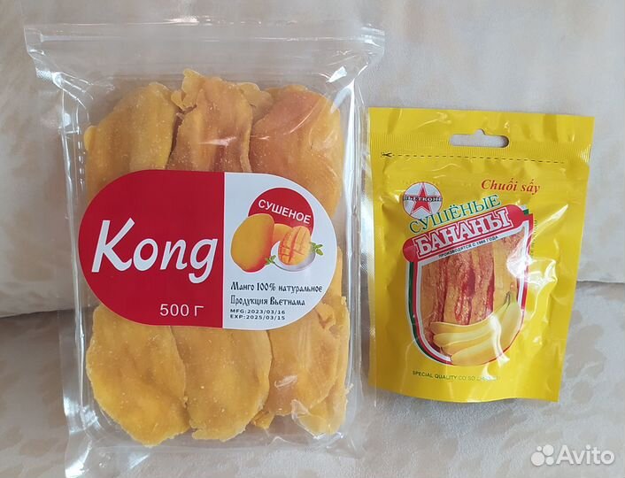 Манго сушеное 500гр банан сушеный 100гр (Вьетнам)