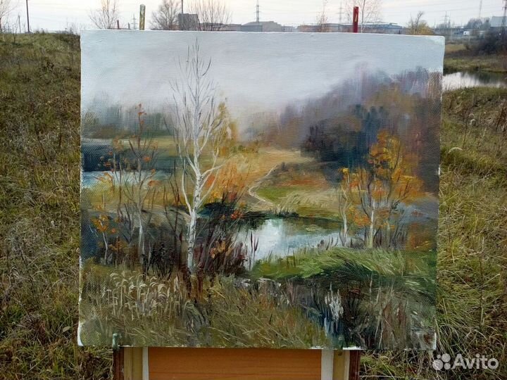 Авторская картина в интерьер маслом, пейзаж Осень