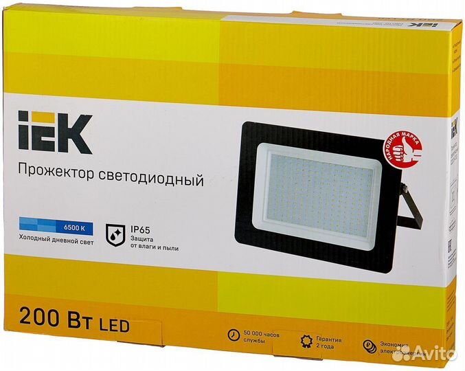 Прожектор светодиодный сдо 06-200 6500К IP65 черн. IEK lpdo601-200-65-K02