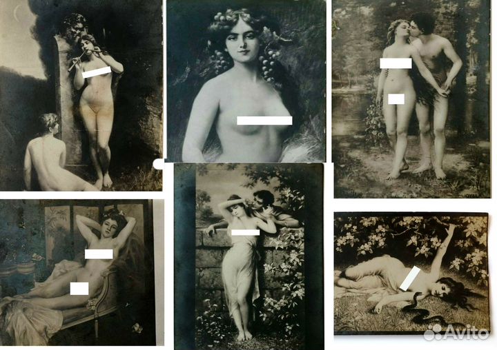 Антикварная эротическая открытка ню