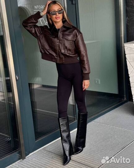 Винтажный Бомбер из эко кожи 42,44,46