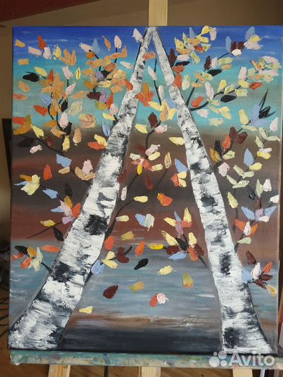 Картина маслом «Береза. Абстракция»