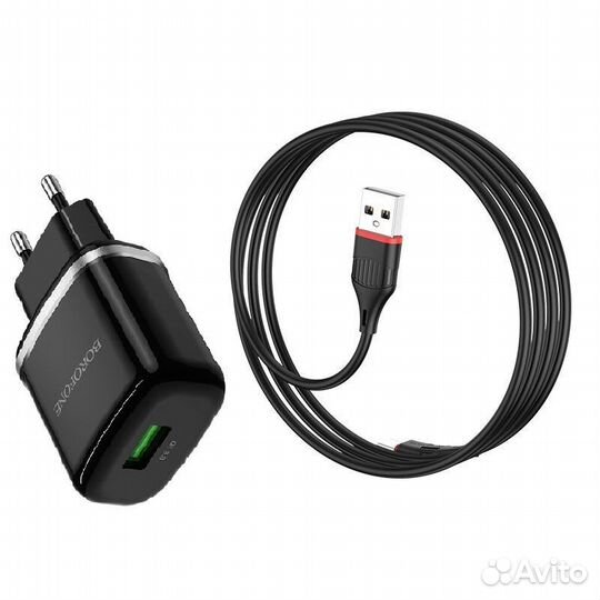Сзу borofone BA-36AQC3.0 18W +microUSB 2.1A Black