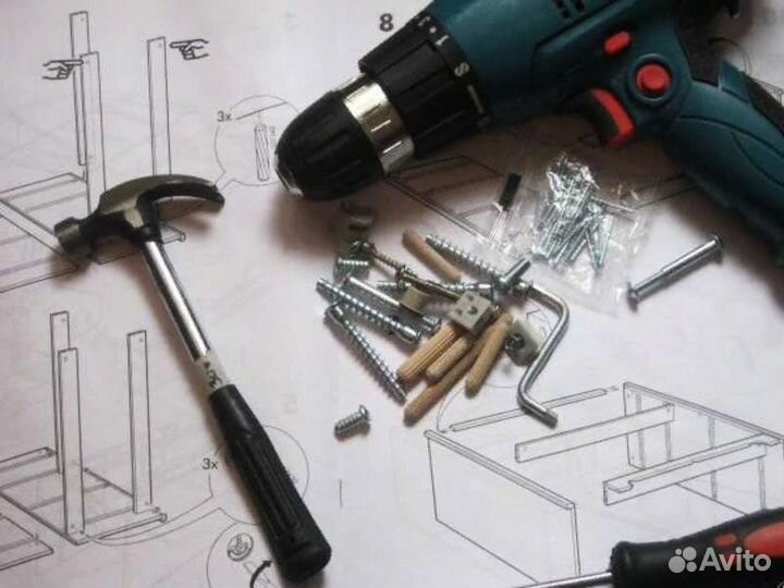 Сборка, ремонт мебели. Навес шкафов, зеркал