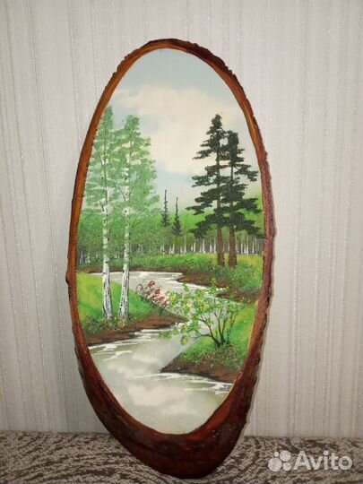 Картина на дереве из натурального камня