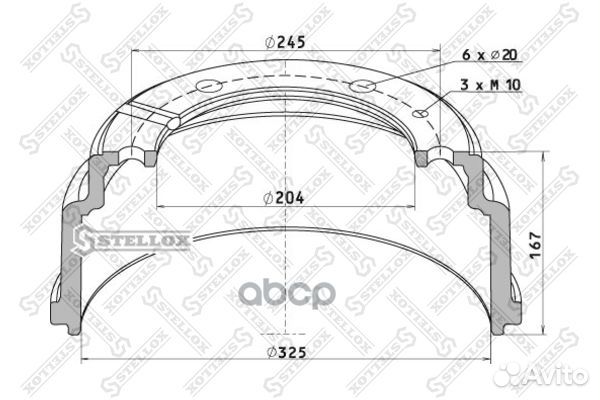 85-00006-SX барабан тормозной 325x97/107 H166