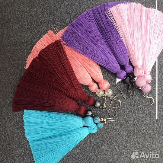 Серьги кисти, ручная работа
