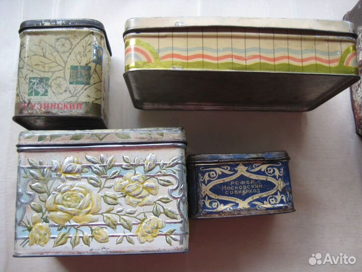 Жестяные коробочки из-под чая СССР