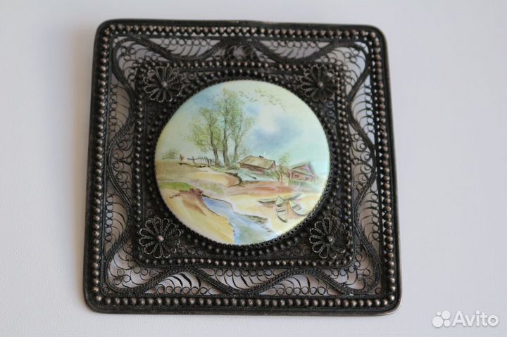 Картина панно эмаль скань