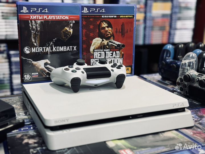 Sony PS4 slim 500 гб белая Гарантия год с играми
