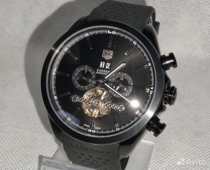 Мужские часы TAG Heuer каучуковый ремешок