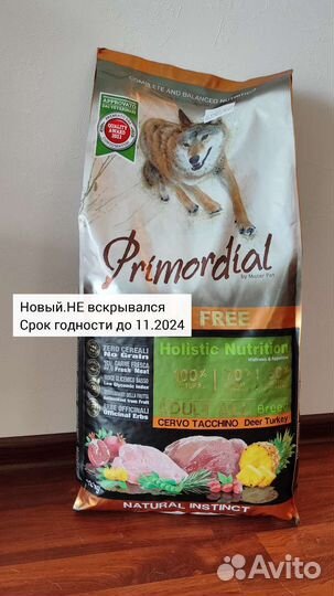 Корм для собак Primordial индейка-оленина 12 кг