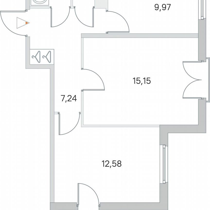 2-к. квартира, 52,6 м², 3/4 эт.