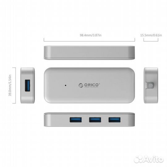 USB Хаб Type-C на MacBook 4в1 Orico серебро
