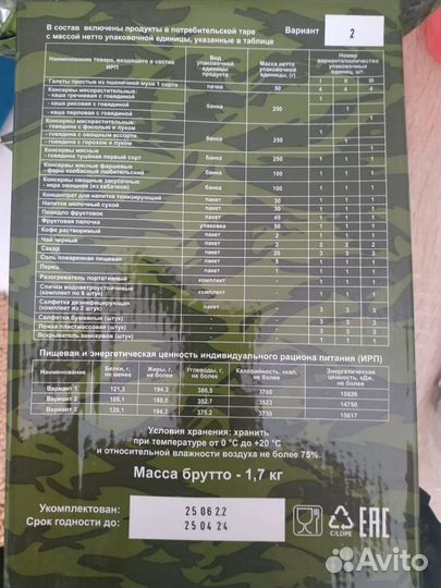 Сухой паёк ирп