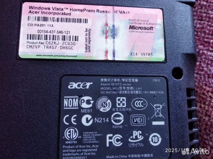 Ноутбук acer aspire 3810т