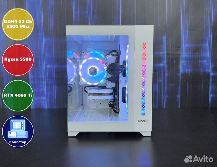 Сборка мощного пк AMD5500-RTX4060Ti-32DDR4-XGA-A520