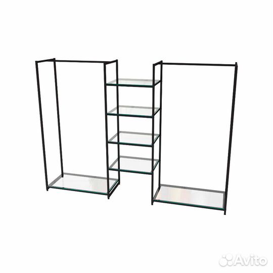 Стеллаж для одежды кс-1703 со стеклом в стиле Loft