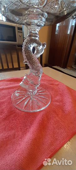 Ваза хрустальная для фруктов на ножке
