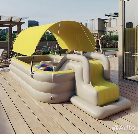 Надувной бассейн с горкой