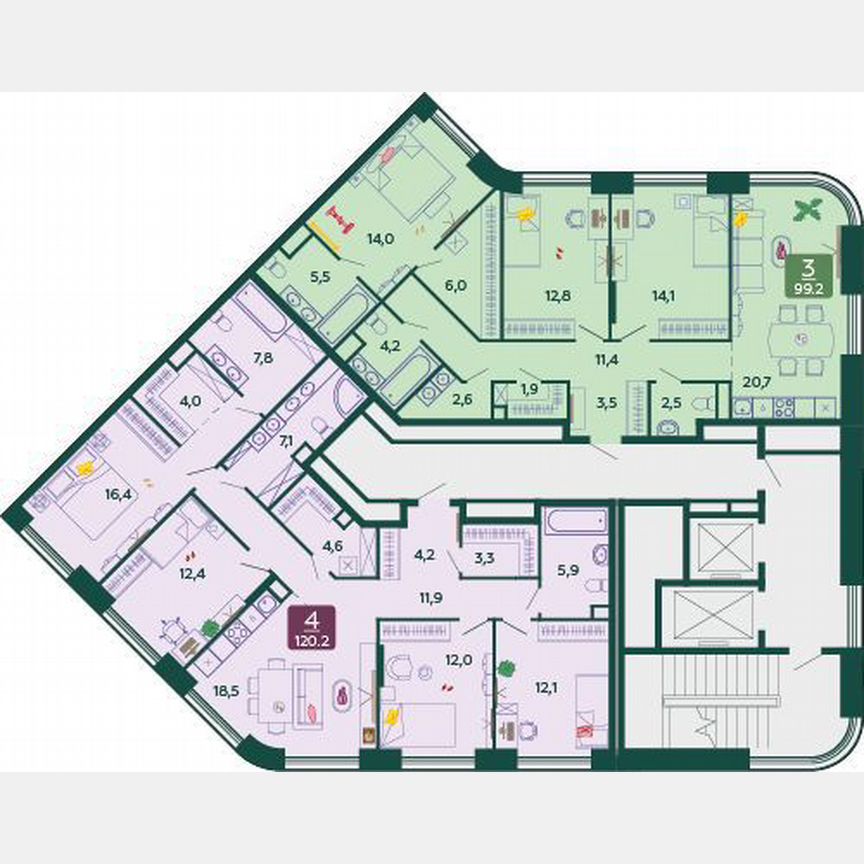 4-к. квартира, 120,2 м², 9/9 эт.