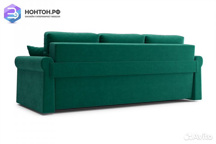 Диван еврокнижка Лира 3-х местный изумрудный