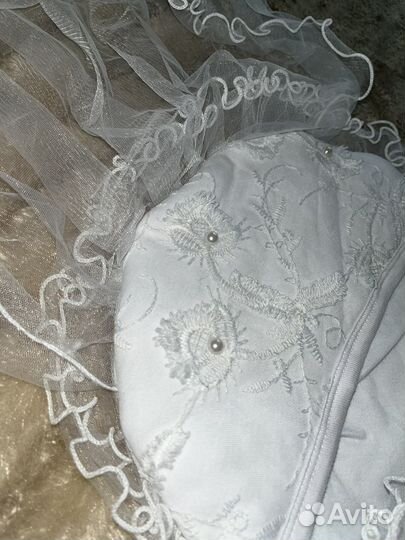 Новый конверт на выписку с вуалью весна лето белый