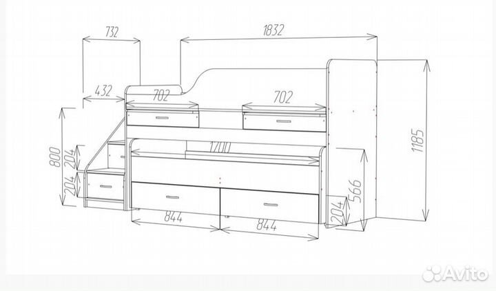 Двухуровневая кровать детская