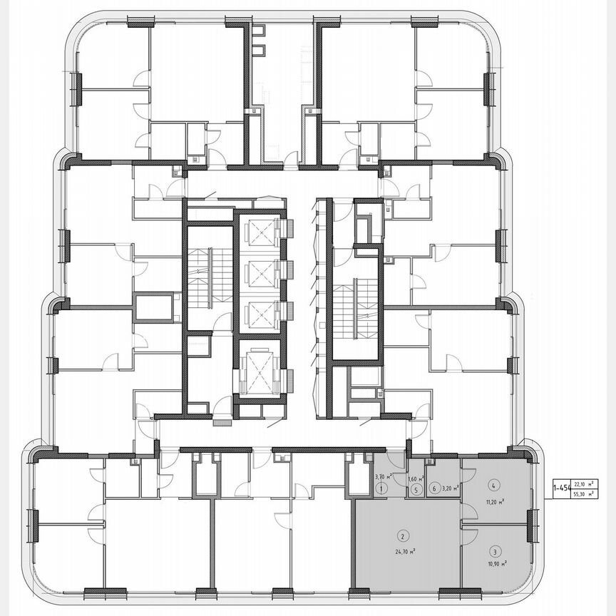 2-к. квартира, 54,1 м², 50/53 эт.