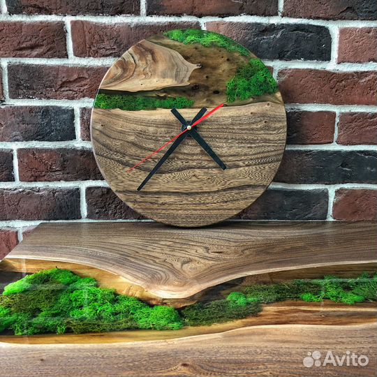 Часы из слэба и эпоксидной смолы 400мм