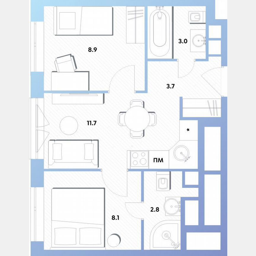 2-к. квартира, 38,2 м², 14/30 эт.