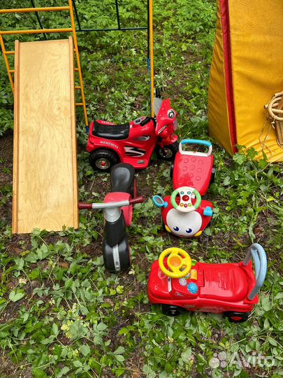 Детский транспорт, спортивный центр, стул