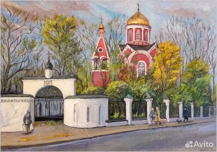Картина маслом пейзаж Храм Благовещения