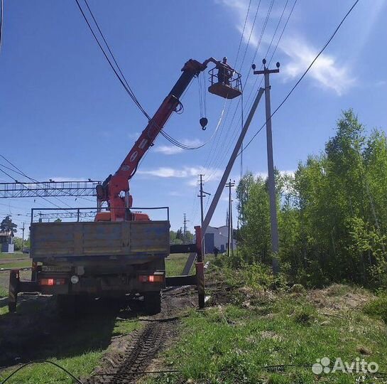 Установка столбов под лэп