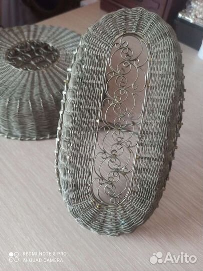 Конфетница и корзинка мельхиор винтаж