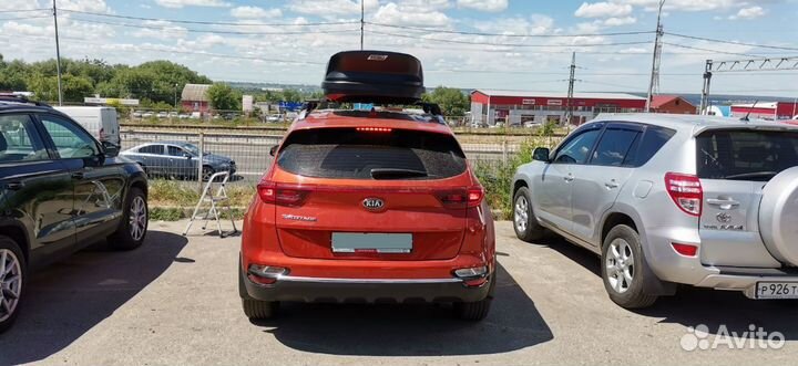 Бокс на крышу nobu drive 430л. Цвет черный на Киа