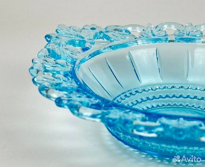 Ваза вазочка винтажная (купоросное стекло (кдо)