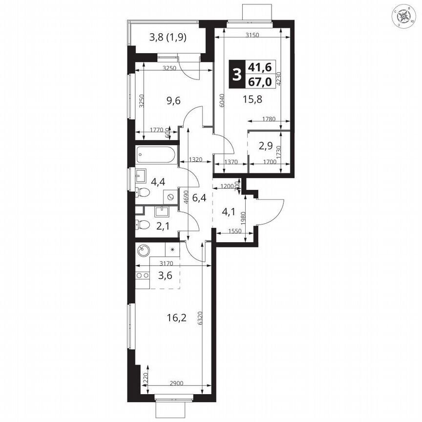 2-к. квартира, 67 м², 18/23 эт.