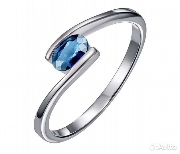 Кольцо из белого золота с сапфиром adamas