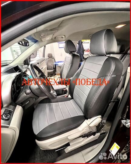 Чехлы Chevrolet Orlando из экокожи чёрно-серые