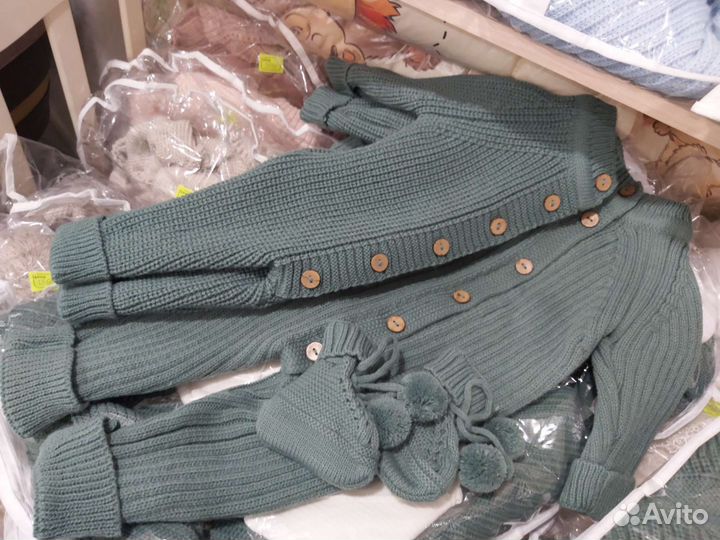 Комплект на выписку, 7 предметов темно-зеленый