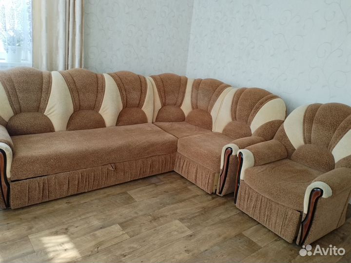 Диван угловой с креслами бу