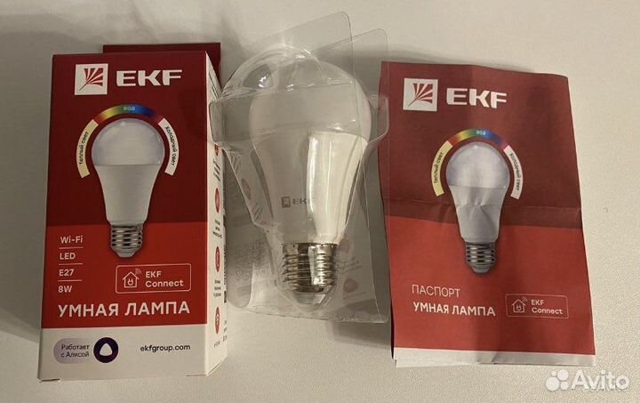 Умная лампа EKF Connect 8W Wi-Fi rgbw E27