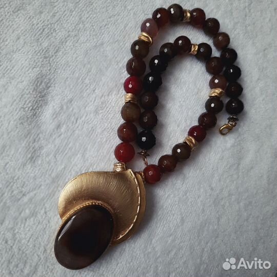 Бусы турмалин,раухтопаз,аметист,тонированный агат