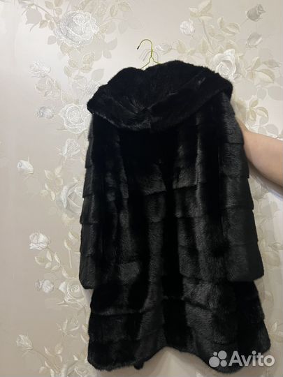 Шуба норковая с капюшоном