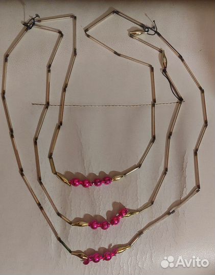 Елочные стеклянные бусы СССР