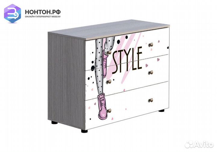 Комод Мийа-3А ясень шимо светлый / белая шагрень